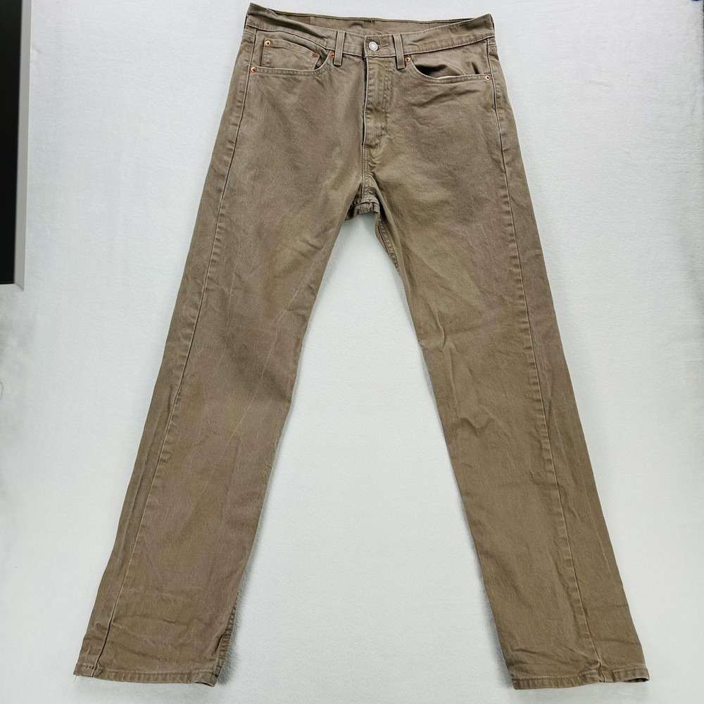 Levis 505 Jeans Mens 34x34 Beige Regular Fit Straight Leg Denim Pants Khaki